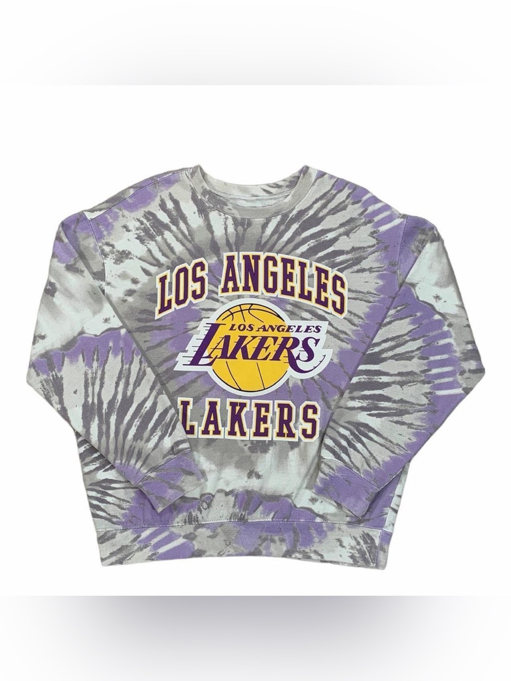 NBA Basketball WMS Los Angeles Lakers Purple Grey Tie Dye Sweatshirt Size Medium